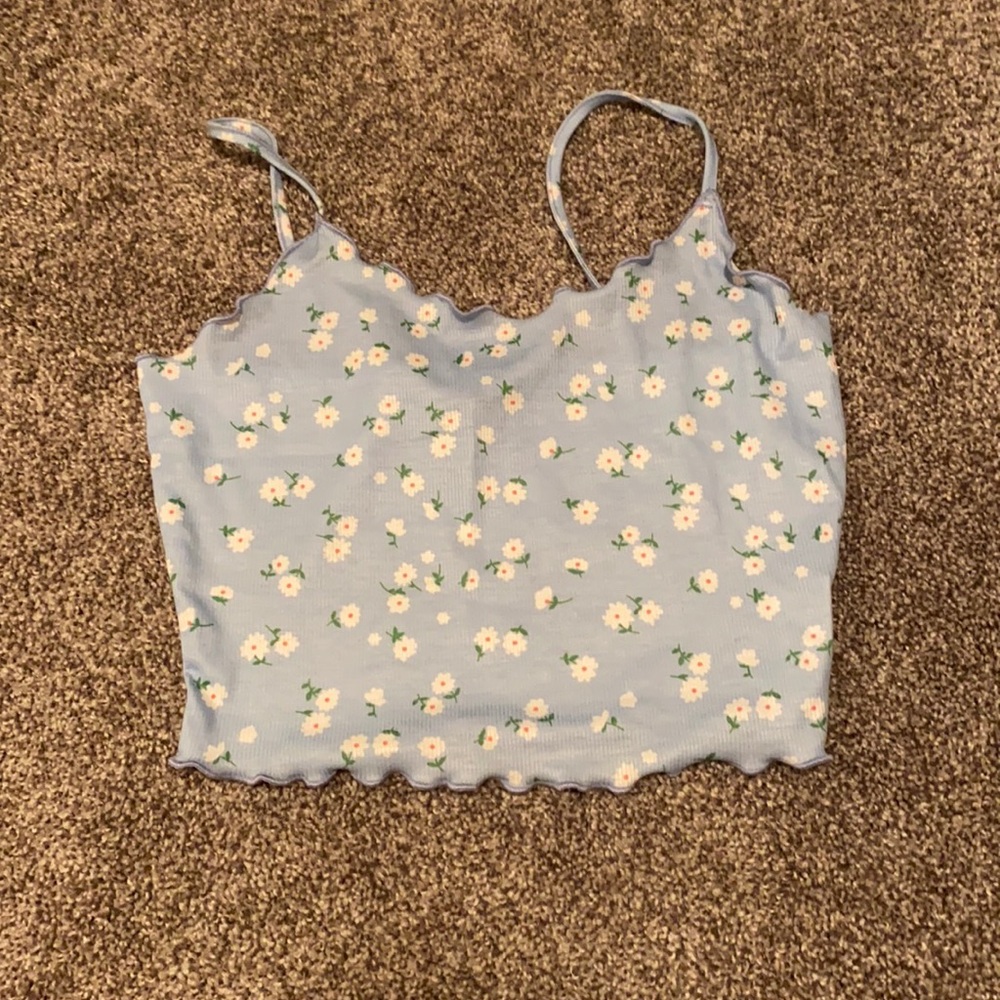 NWOT SHEIN Blue Flowered Crop Top